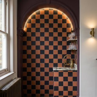 Victoriana Cotto and Nero Square Chequer Matt Porcelain