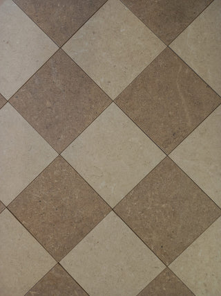 Ground White and Taupe Chequer Matt Stone Effect Porcelain image 2