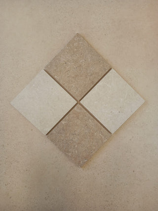 Ground White and Taupe Chequer Matt Stone Effect Porcelain image 4