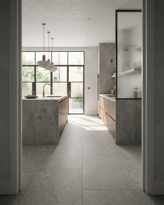 Ground Silver Matt Stone Effect Porcelain