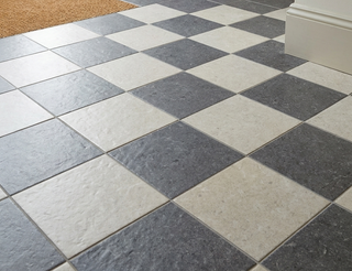 Ground White and Charcoal Chequer Stone Effect Porcelain