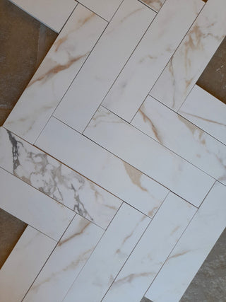 Montana Statuario Oro Honed Marble Effect Porcelain Bricks image 3