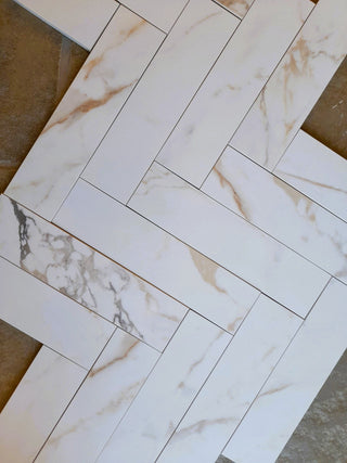 Montana Statuario Oro Honed Marble Effect Porcelain Bricks