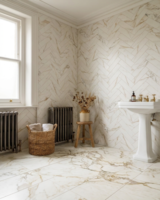 Montana Statuario Oro Honed Marble Effect Porcelain Bricks
