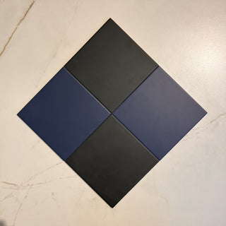 Victorian Patrona Off Black &amp; Ocean Blue Chequer Porcelain image 1