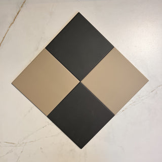 Victorian Patrona Off Black &amp; Caramel Chequer Porcelain image 1