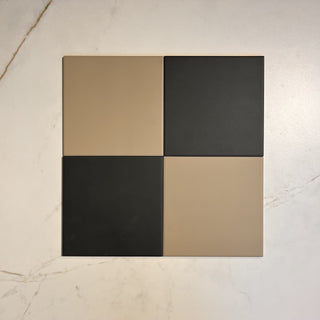 Victorian Patrona Off Black &amp; Caramel Chequer Porcelain (2 Full Tile Samples) image 1