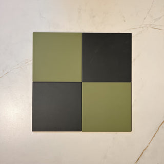 Victorian Patrona Off Black &amp; Lawn Green Chequer Porcelain (2 Full Tile Samples) image 1