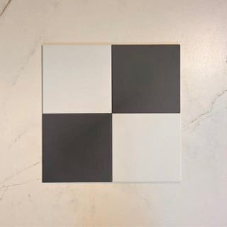 Victorian Patrona Off Black &amp; Old White Chequer Porcelain (2 Full Tile Samples) image 1