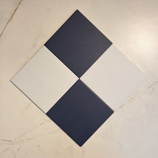 Victorian Patrona Ocean Blue &amp; Old White Chequer Porcelain image 1