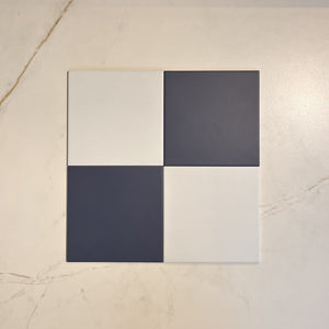 Victorian Patrona Ocean Blue &amp; Old White Chequer Porcelain (2 Full Tile Samples) image 1