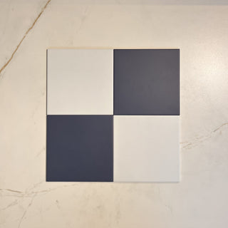 Victorian Patrona Ocean Blue &amp; Old White Chequer Porcelain (2 Full Tile Samples) image 1