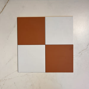 Victorian Patrona Teracotta &amp; Old White Chequer Porcelain (2 Full Tile Samples) image 1