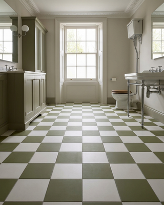 Victorian Patrona Lawn Green & Old White Chequer Porcelain