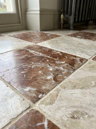 Corinthian and Rosa Tumbled Marble Chequer