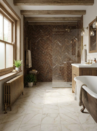 Parisian Rosa Marble Effect Porcelain Brick