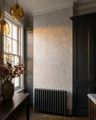 Carrara Honed Marble Herringbone Mosaic