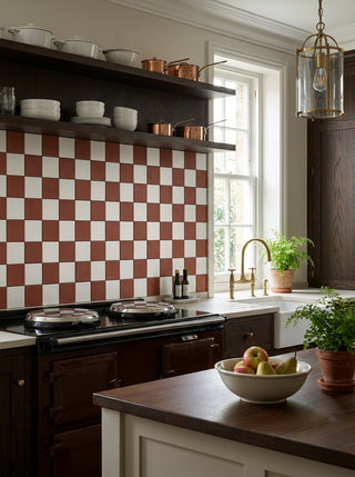 Victoriana Cotto and Blanc Square Chequer Matt Porcelain
