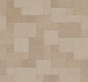 st remo beige tumbled porcelain in an opus pattern on a panel