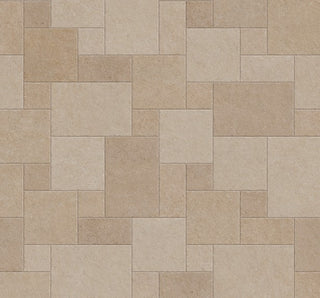 st remo beige tumbled porcelain in an opus pattern on a panel